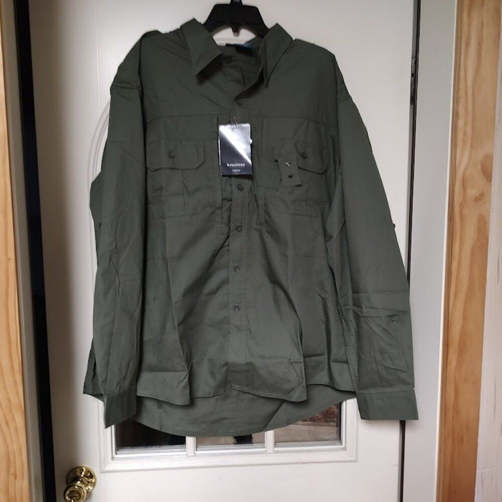 New Propper Olive Green Tactical Long Sleeve Button Down Shirt Men's 2XL